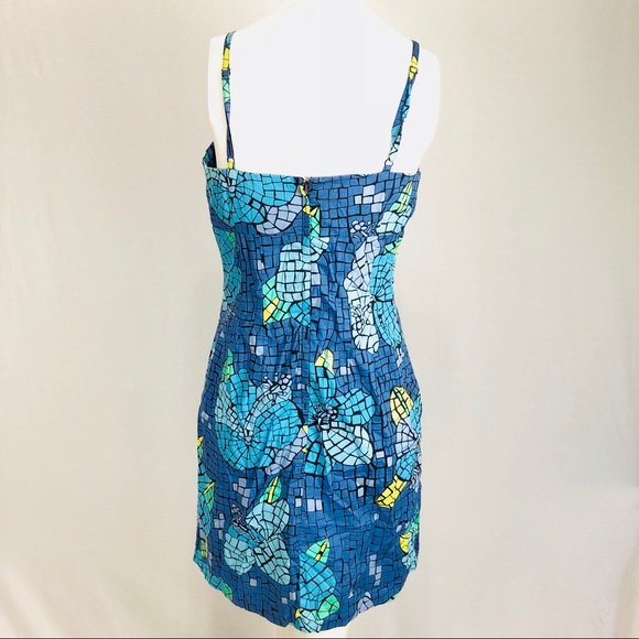 Lilly Pulitzer mosaic floral blue sundress 10 - Picture 6 of 8